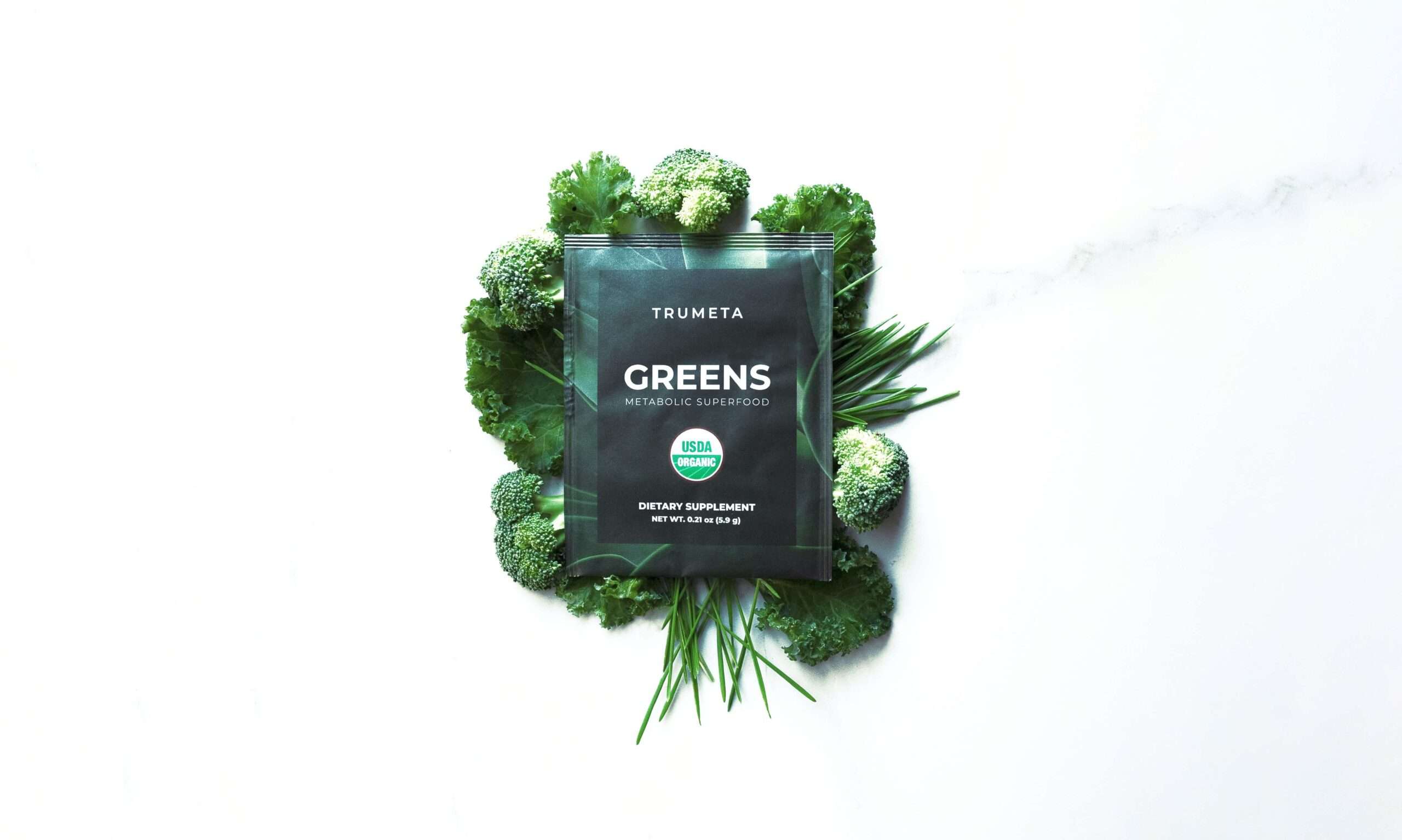 A pack of Trumeta Greens Superpowder with Broccoli