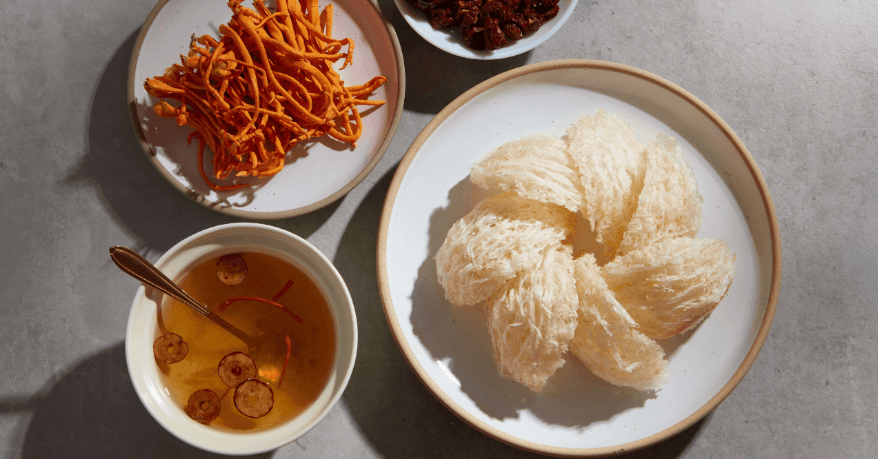 Mushrooms for health lion's mane, cordyceps and soup