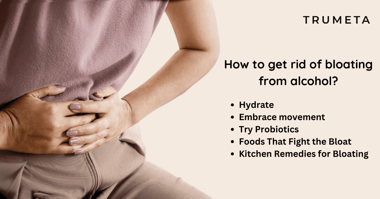 Infographic ''how to get rid of bloating from alcohol''