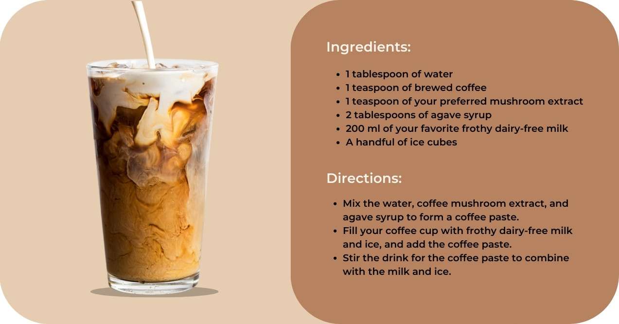 Iced Mushroom Coffee Recipe image with ingredients and instructions