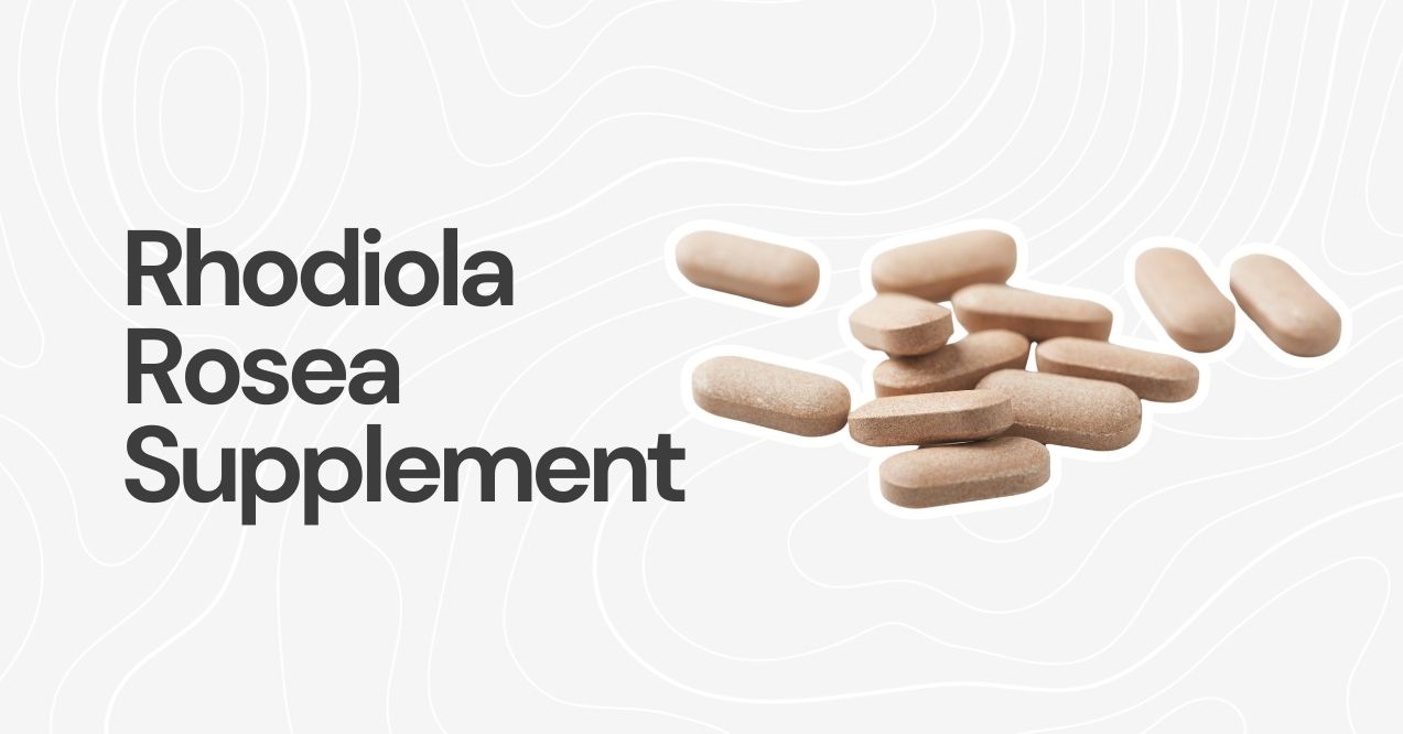 Rhodiola Rosea tablets displayed on a white background.