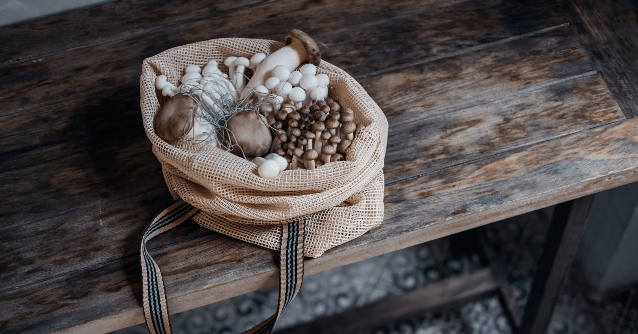 Various mushrooms in a basket