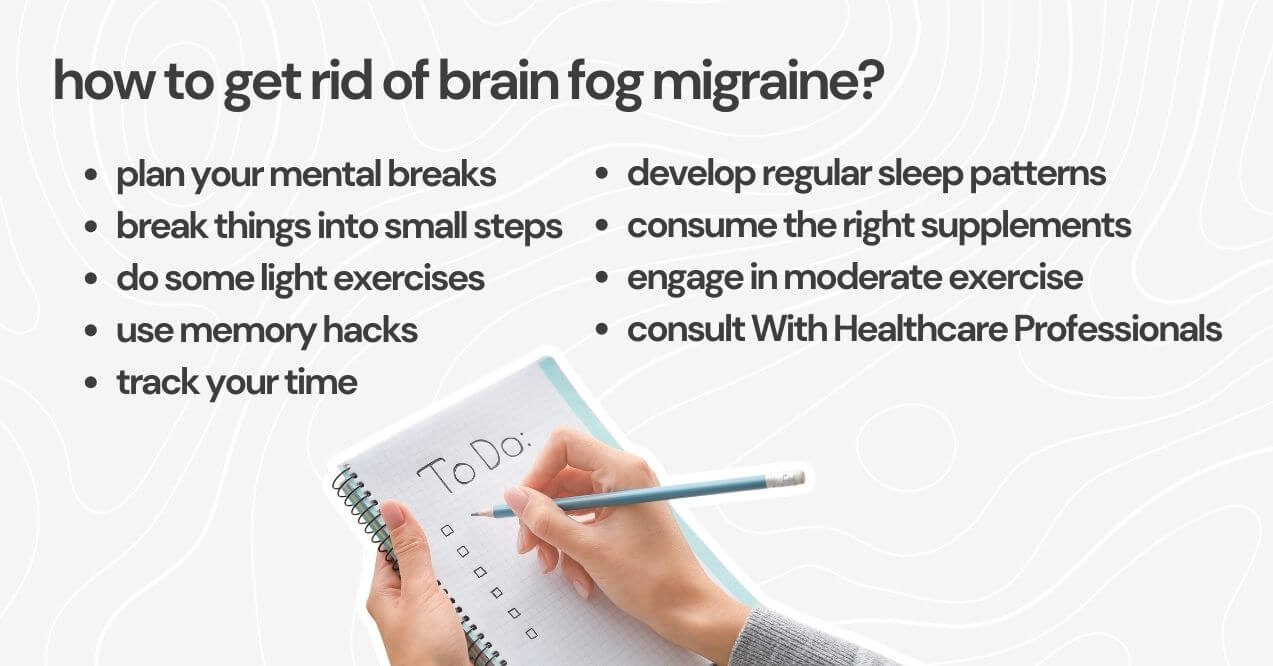 Notebook with a to-do list and tips to overcome brain fog caused by migraines.