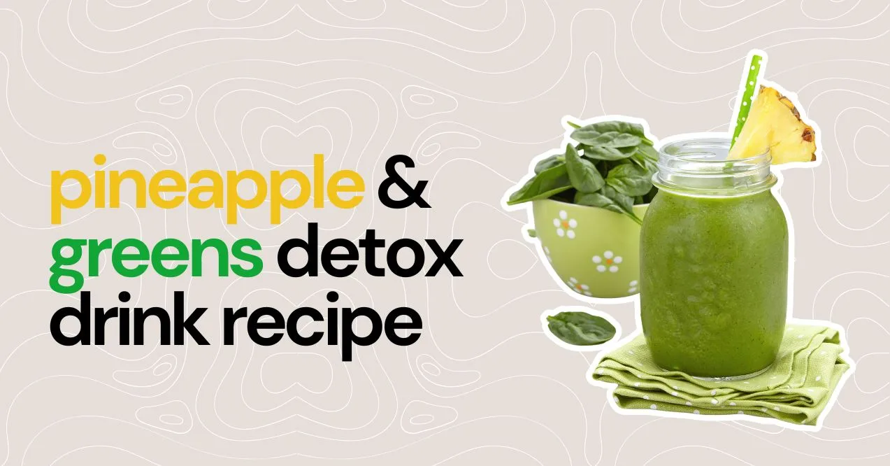 pineapple and greens detox drink recipe featured image showing a glass of healthy green smoothie