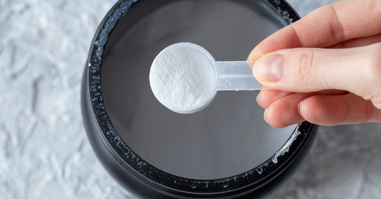 Close up Picture of Creatine in a Measuring Spoon