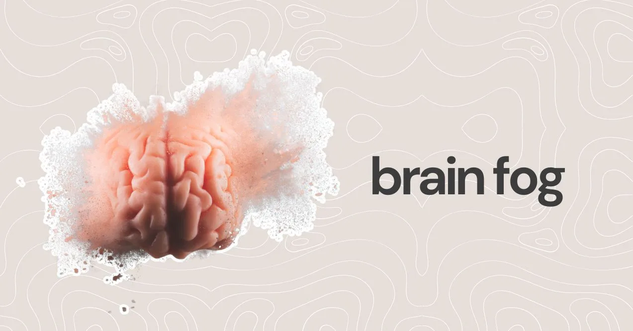 Illustration of brain fog as a sign of poor gut health. Shows exploding brain.