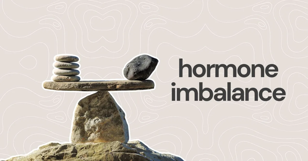 Illustration of hormone imbalance as a sign of poor gut health. Shows a scale.