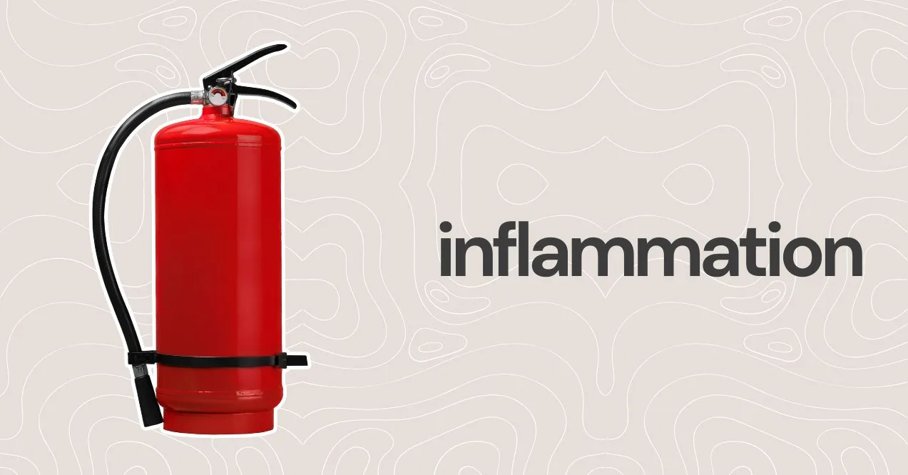 Illustration of inflammation as a sign of poor gut health. Shows a fire extinguisher.