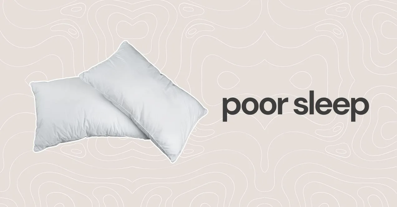Illustration of poor sleep as a sign of poor gut health. Shows a pillow