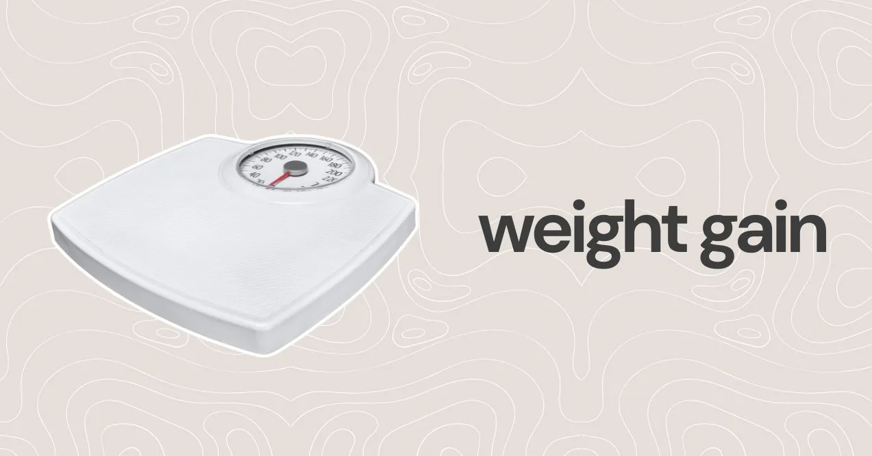 Illustration of weight gain as a sign of poor gut health. Shows scales.