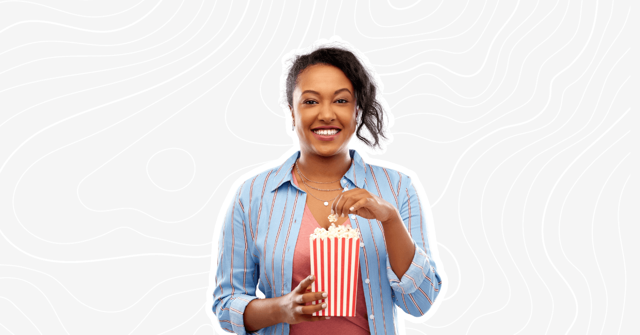 woman eating popcorn