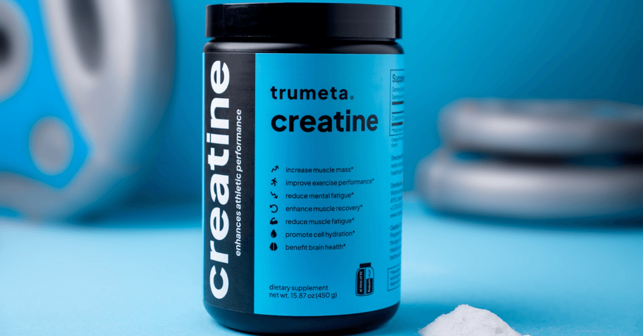 trumeta creatine on blue background