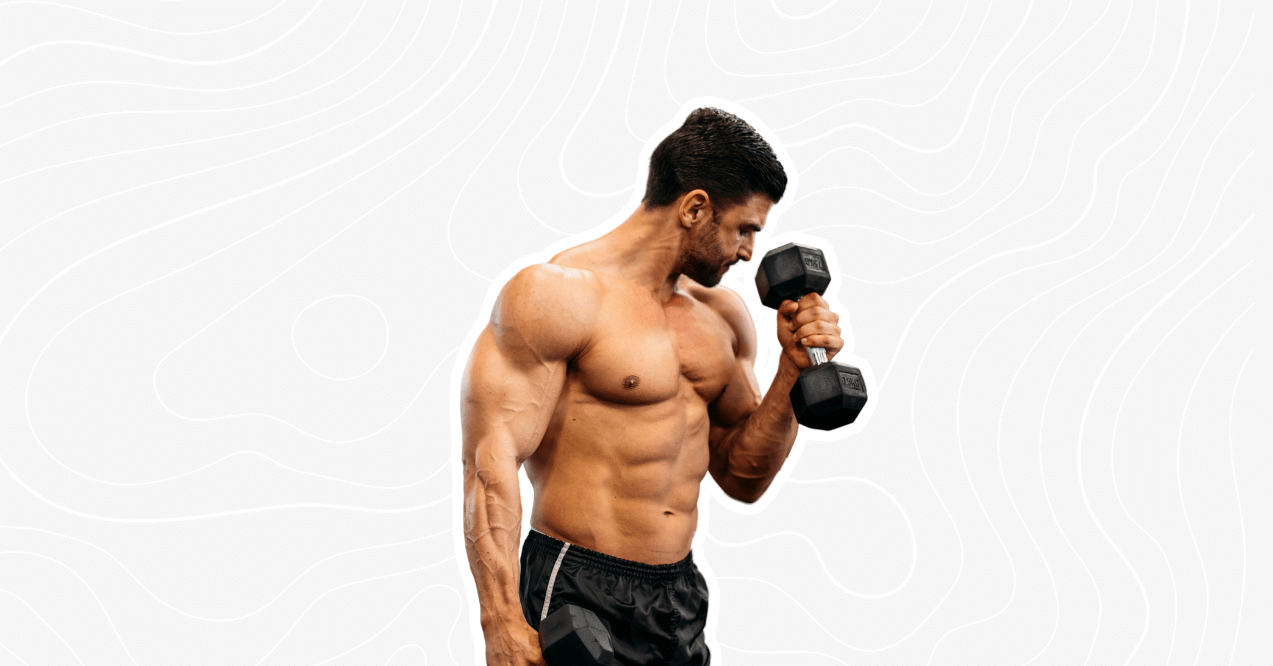 man doing exercises with dumbbells