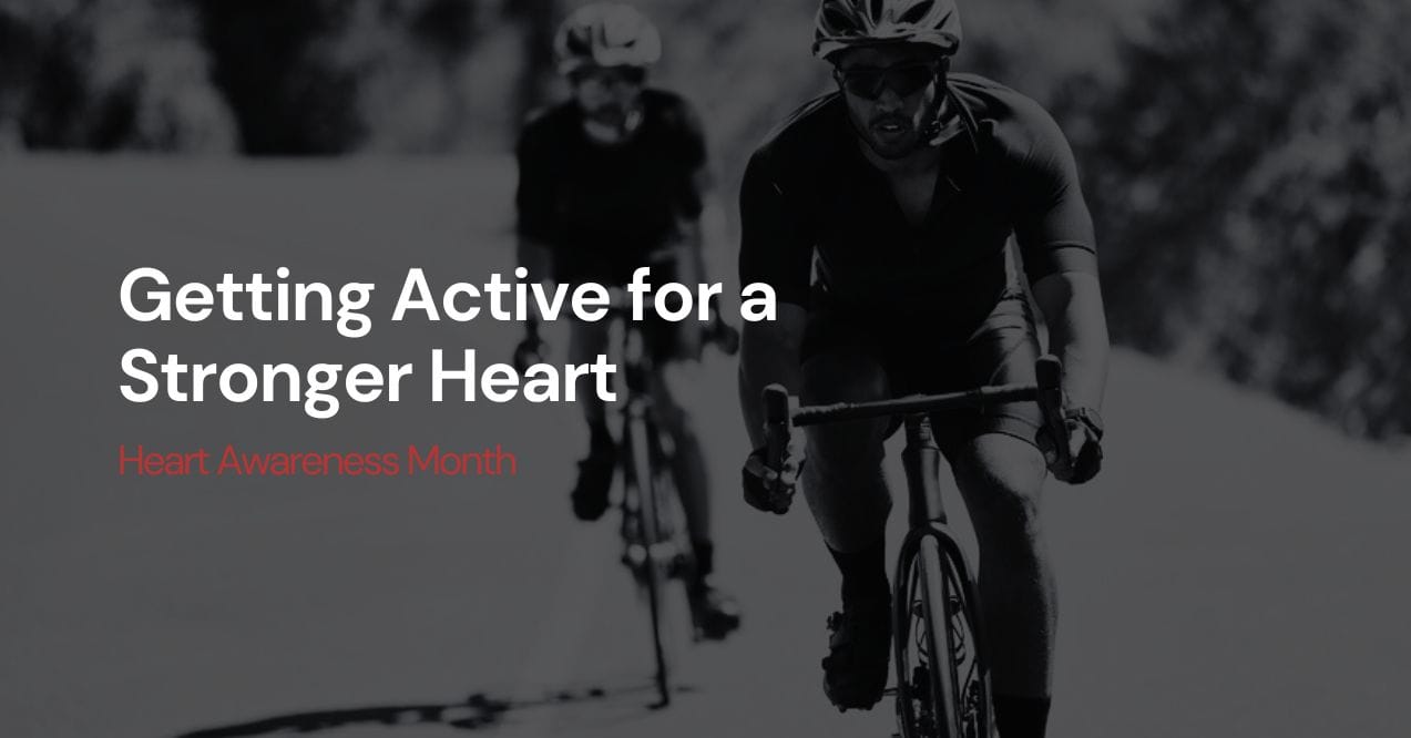 Heart awareness month blog featured image black and white with cyclists