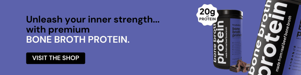 bone broth cta banner ''unleash your inner strength with premium bone broth protein