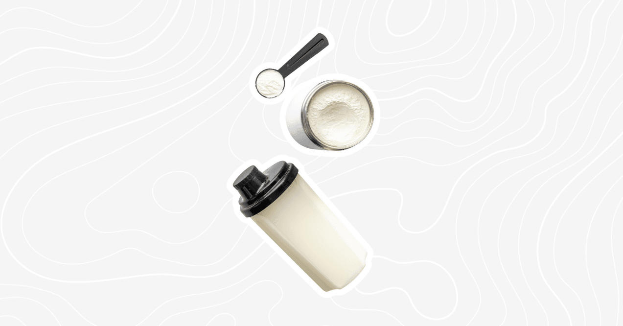 sports nutrition equipment: powder scoop and a shaker