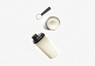 sports nutrition equipment: powder scoop and a shaker